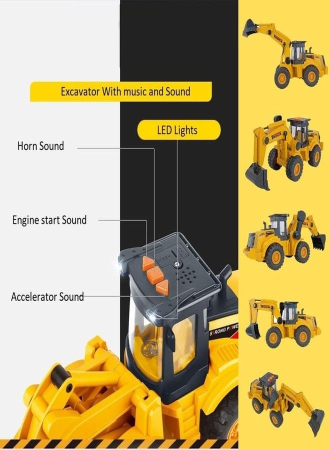 KONIGIN Play Game Big Excavator Toys Construction Truck Friction Powered Loader Bulldozer with Simulated Lights Truck Model Construction Toys for Kids (Multicolor) - Image 5